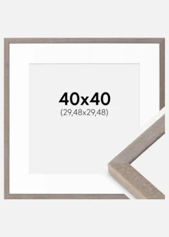 Ramme Ares Grå 40x40 cm - Passepartout Hvid 12x12 inches