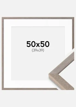 Ramme Ares Grå 50x50 cm - Passepartout Hvid 40x40 cm