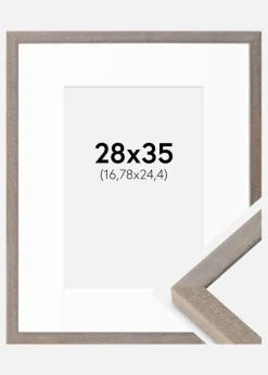 Ramme Ares Grå 28x35 cm - Passepartout Hvid 7x10 inches