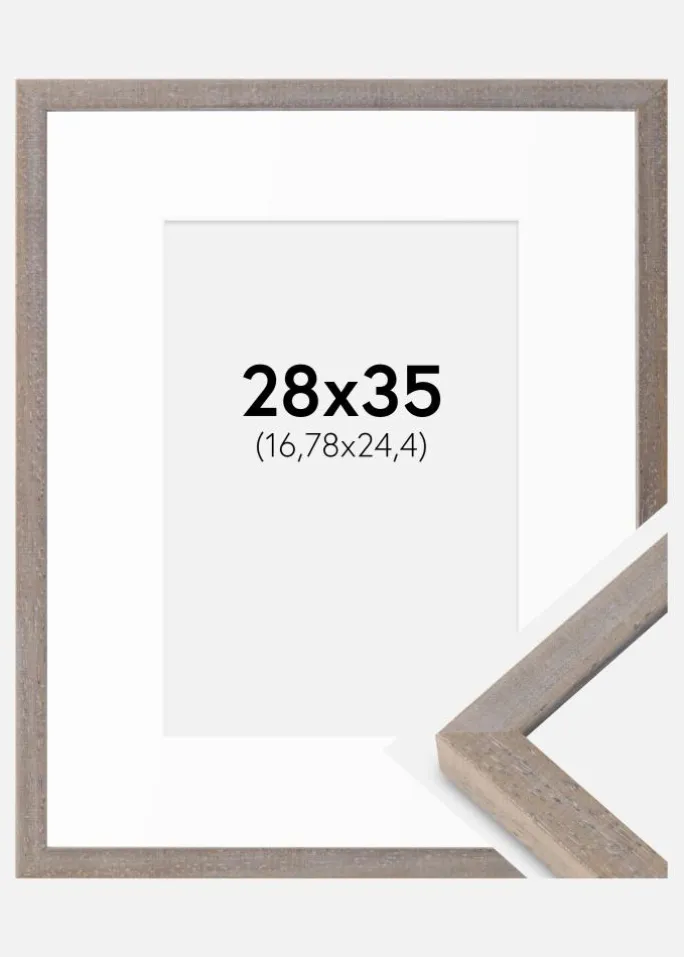 Ramme Ares Grå 28x35 cm - Passepartout Hvid 7x10 inches