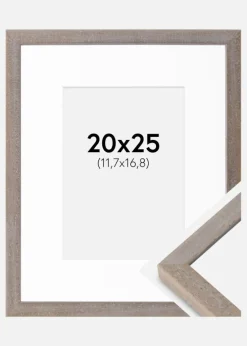 Ramme Ares Grå 20x25 cm - Passepartout Hvid 5x7 inches