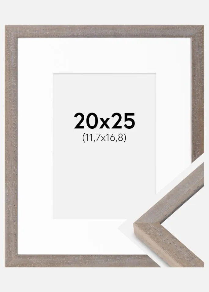 Ramme Ares Grå 20x25 cm - Passepartout Hvid 5x7 inches