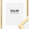 Ramme Ares Guld 24x30 cm - Passepartout Hvid 7x9 inches