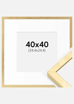 Ramme Ares Guld 40x40 cm - Passepartout Hvid 10x10 inches
