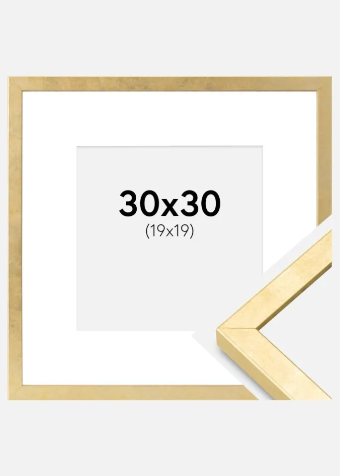 Ramme Ares Guld 30x30 cm - Passepartout Hvid 20x20 cm