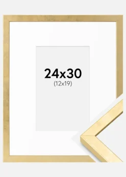 Ramme Ares Guld 24x30 cm - Passepartout Hvid 13x20 cm