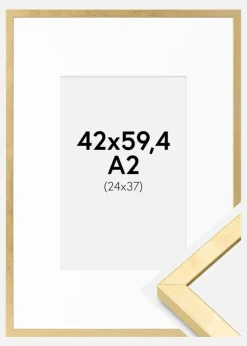 Ramme Ares Guld 42x59,4 cm - Passepartout Hvid 25x38 cm