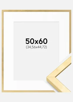 Ramme Ares Guld 50x60 cm - Passepartout Hvid 14x18 inches