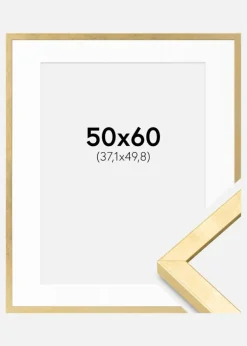 Ramme Ares Guld 50x60 cm - Passepartout Hvid 15x20 inches