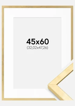 Ramme Ares Guld 45x60 cm - Passepartout Hvid 13x19 inches