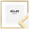 Ramme Ares Guld 40x40 cm - Passepartout Hvid 29x29 cm