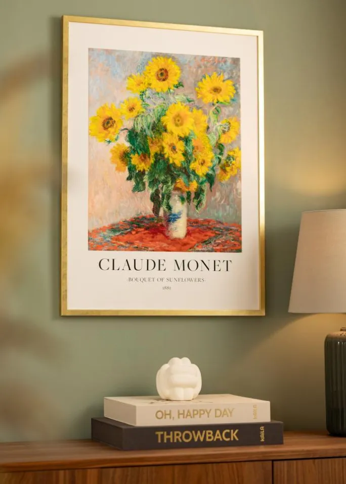 Ramme Ares Guld 40x40 cm - Passepartout Hvid 29x29 cm