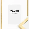 Ramme Ares Guld 24x30 cm - Passepartout Hvid 5x8 inches