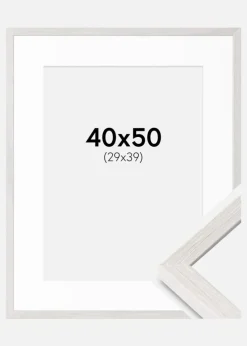 Ramme Ares Hvid Eg 40x50 cm - Passepartout Hvid 30x40 cm