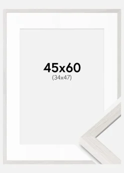 Ramme Ares Hvid Eg 45x60 cm - Passepartout Hvid 35x48 cm