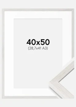 Ramme Ares Hvid Eg 40x50 cm - Passepartout Hvid 29,7x42 cm