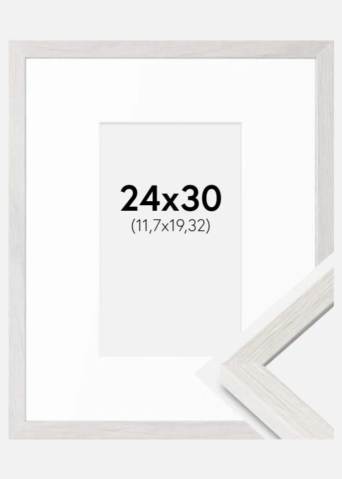 Ramme Ares Hvid Eg 24x30 cm - Passepartout Hvid 5x8 inches