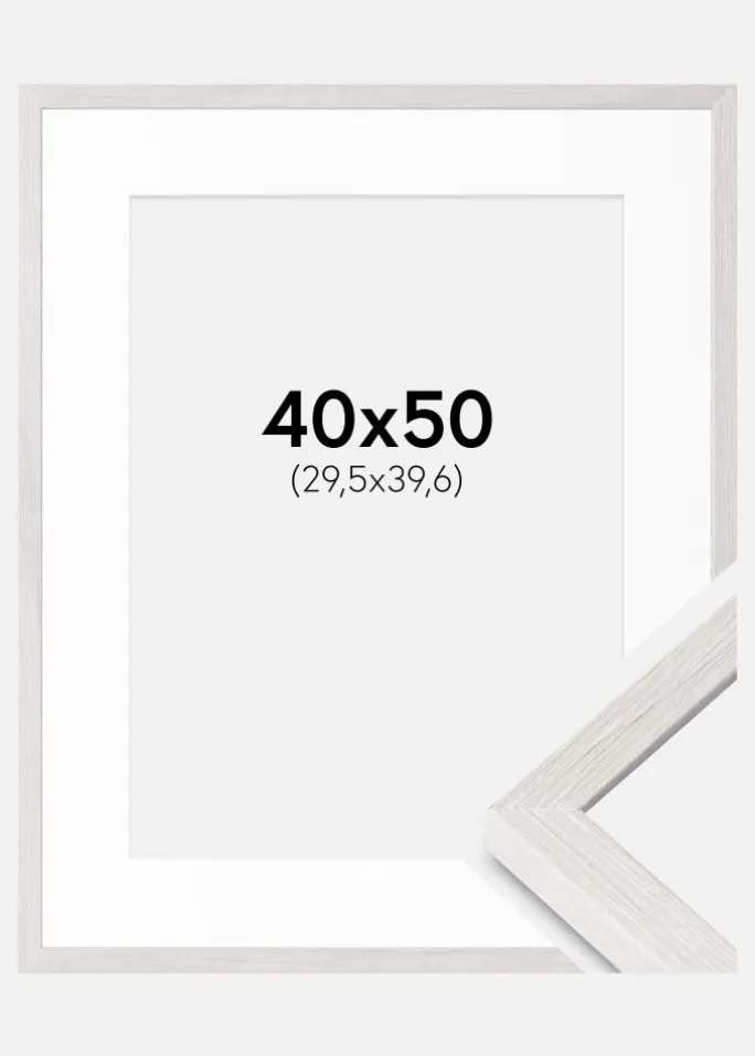 Ramme Ares Hvid Eg 40x50 cm - Passepartout Hvid 12x16 inches