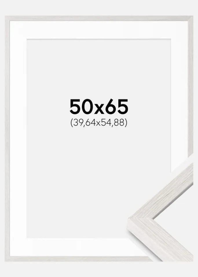 Ramme Ares Hvid Eg 50x65 cm - Passepartout Hvid 16x22 inches