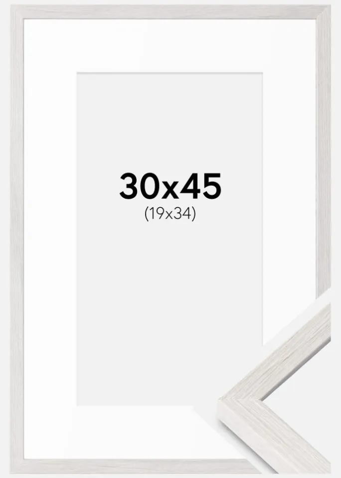 Ramme Ares Hvid Eg 30x45 cm - Passepartout Hvid 20x35 cm