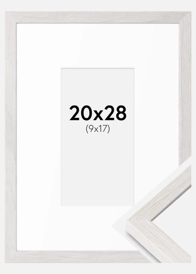Ramme Ares Hvid Eg 20x28 cm - Passepartout Hvid 10x18 cm