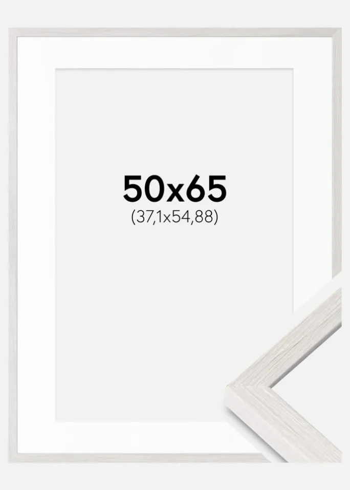 Ramme Ares Hvid Eg 50x65 cm - Passepartout Hvid 15x22 inches
