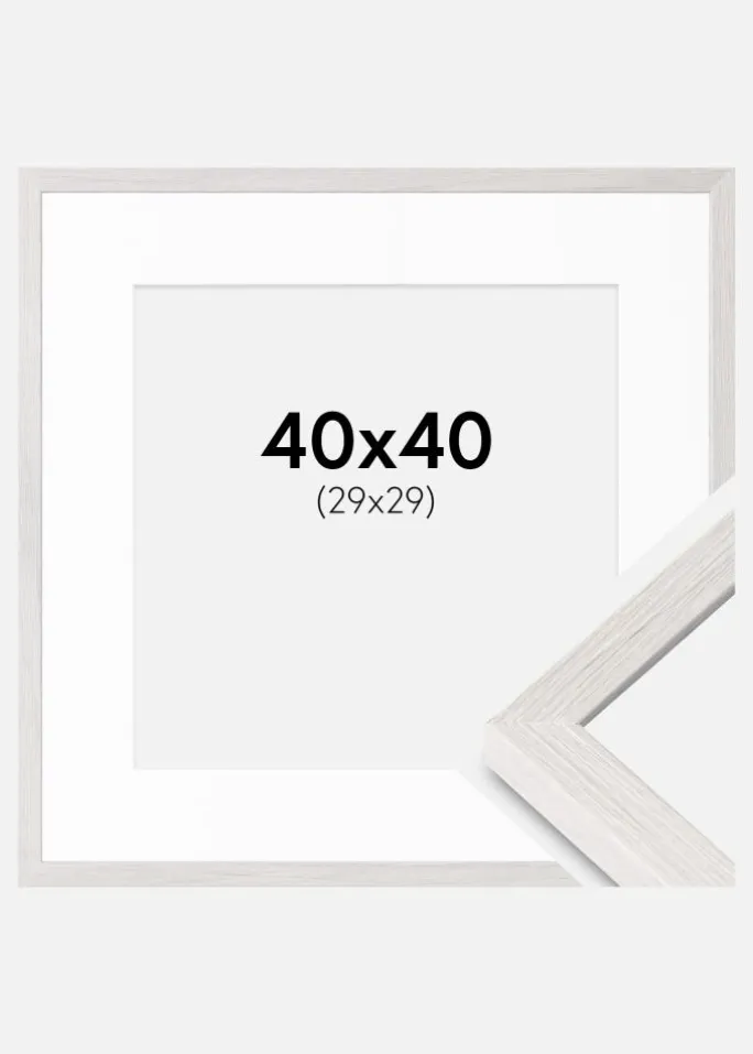 Ramme Ares Hvid Eg 40x40 cm - Passepartout Hvid 30x30 cm