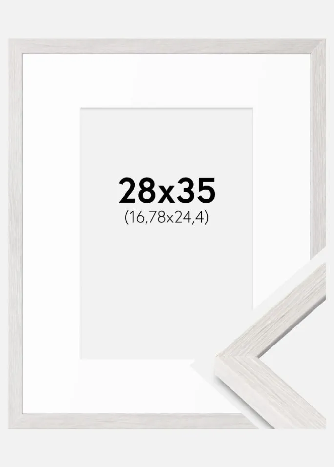 Ramme Ares Hvid Eg 28x35 cm - Passepartout Hvid 7x10 inches