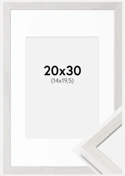 Ramme Ares Hvid Eg 20x30 cm - Passepartout Hvid 15x21 cm