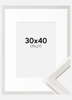 Ramme Ares Hvid Eg 30x40 cm - Passepartout Hvid 20x28 cm