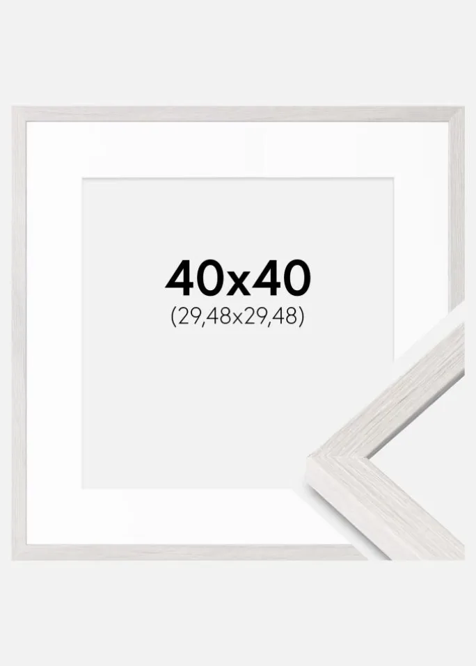 Ramme Ares Hvid Eg 40x40 cm - Passepartout Hvid 12x12 inches