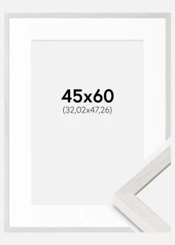 Ramme Ares Hvid Eg 45x60 cm - Passepartout Hvid 13x19 inches