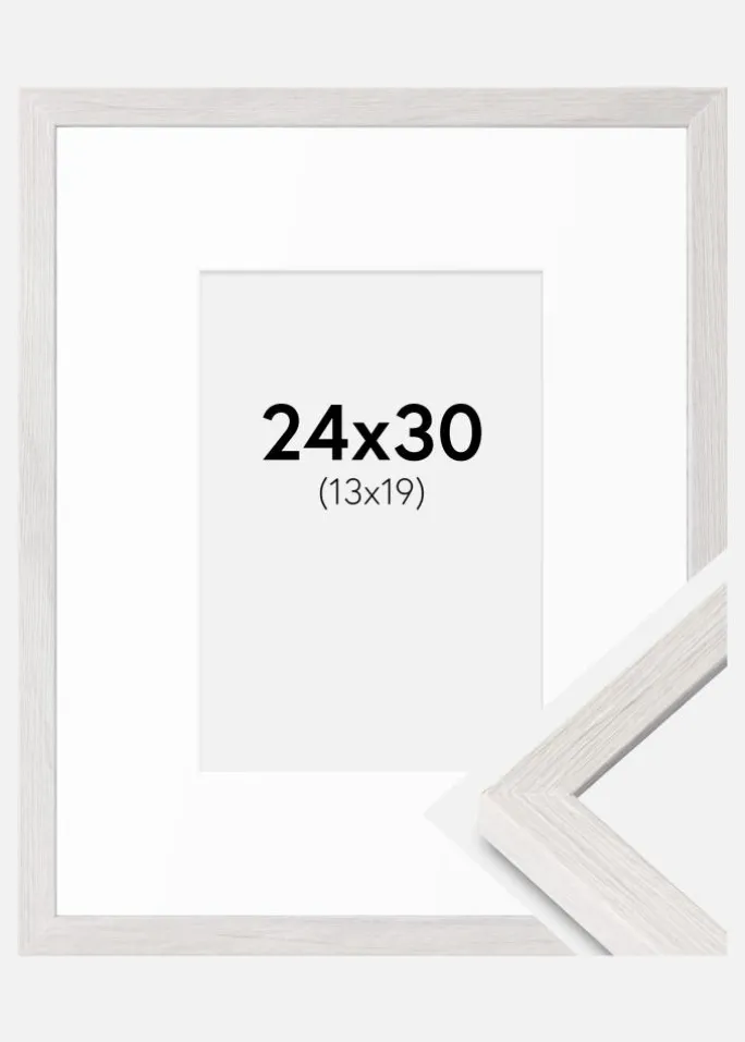Ramme Ares Hvid Eg 24x30 cm - Passepartout Hvid 14x20 cm