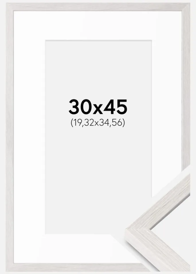 Ramme Ares Hvid Eg 30x45 cm - Passepartout Hvid 8x14 inches