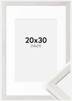 Ramme Ares Hvid Eg 20x30 cm - Passepartout Hvid 15x22 cm