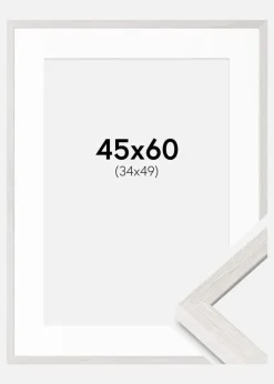 Ramme Ares Hvid Eg 45x60 cm - Passepartout Hvid 35x50 cm