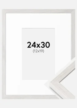 Ramme Ares Hvid Eg 24x30 cm - Passepartout Hvid 13x20 cm