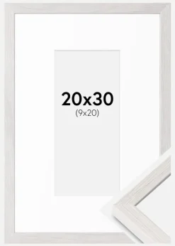 Ramme Ares Hvid Eg 20x30 cm - Passepartout Hvid 10x21 cm
