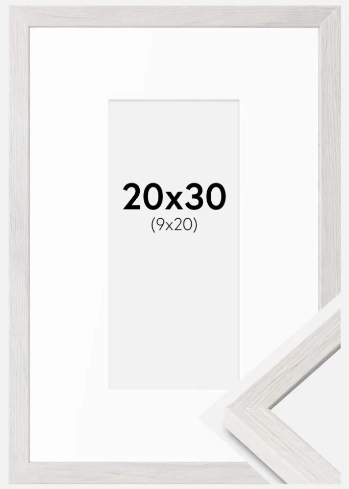 Ramme Ares Hvid Eg 20x30 cm - Passepartout Hvid 10x21 cm