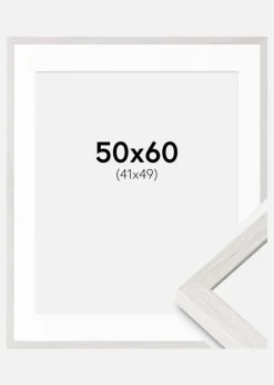 Ramme Ares Hvid Eg 50x60 cm - Passepartout Hvid 42x50 cm