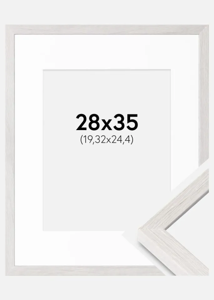 Ramme Ares Hvid Eg 28x35 cm - Passepartout Hvid 8x10 inches