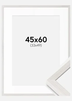 Ramme Ares Hvid Eg 45x60 cm - Passepartout Hvid 34x50 cm