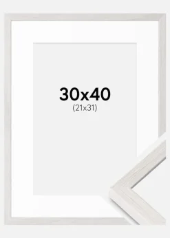 Ramme Ares Hvid Eg 30x40 cm - Passepartout Hvid 22x32 cm