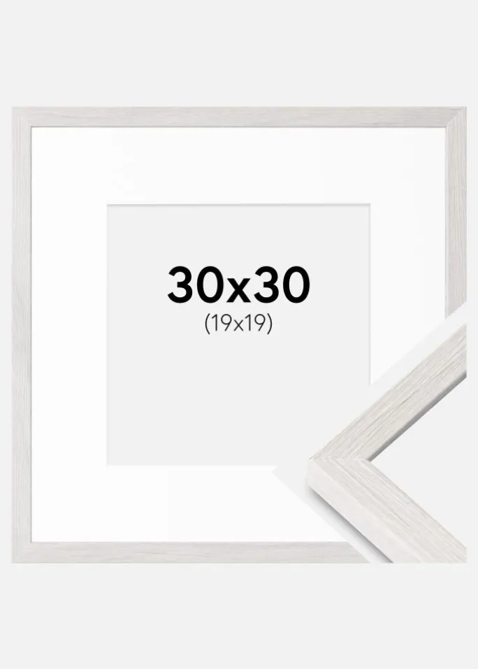 Ramme Ares hvid Eg 30x30 cm - Passepartout Hvid 20x20 cm