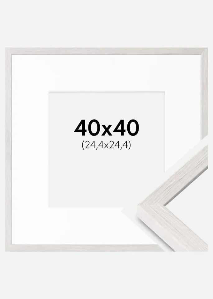 Ramme Ares Hvid Eg 40x40 cm - Passepartout Hvid 10x10 inches