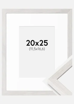 Ramme Ares hvid eg 20x25 cm - Passepartout hvid B6 125x176 mm