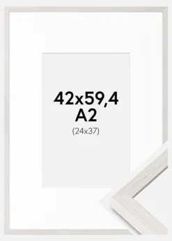 Ramme Ares Hvid Eg 42x59,4 cm - Passepartout Hvid 25x38 cm