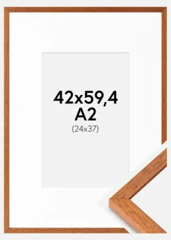 Ramme Ares Kirsebær 42x59,4 cm - Passepartout Hvid 25x38 cm