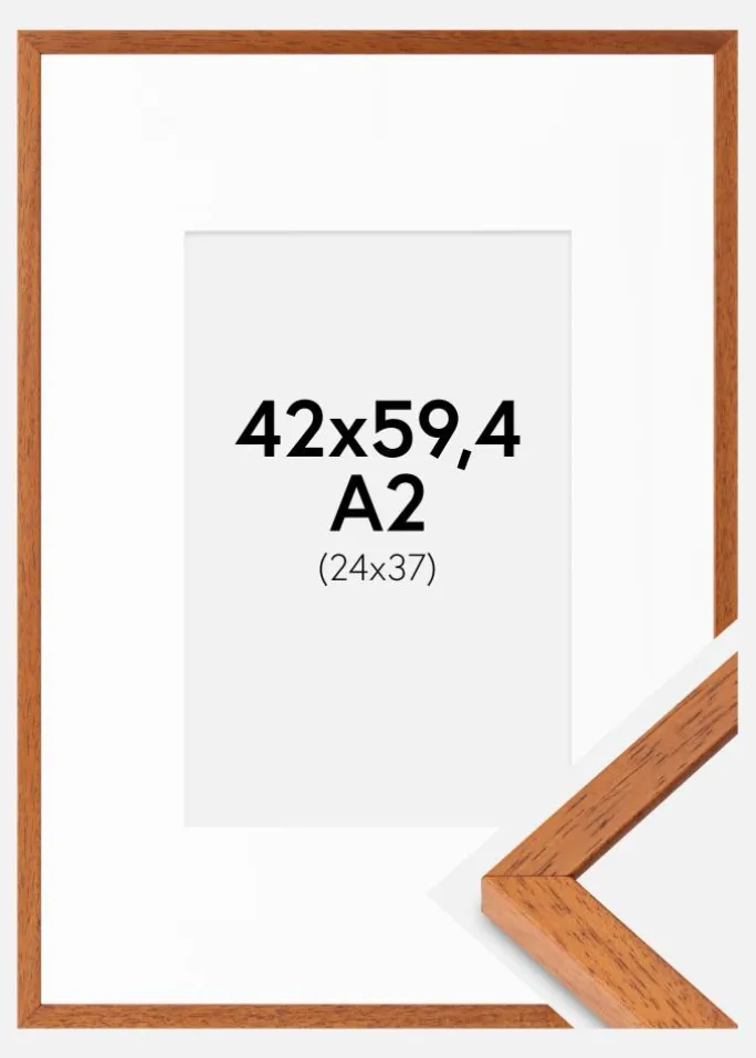 Ramme Ares Kirsebær 42x59,4 cm - Passepartout Hvid 25x38 cm