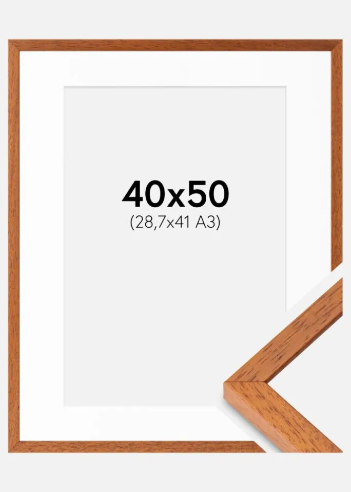 Ramme Ares Kirsebær 40x50 cm - Passepartout Hvid 29,7x42 cm